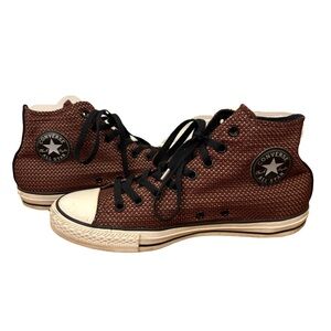 Converse Hightop Sneaker maroon with metallic stitch pattern, men’s size 10